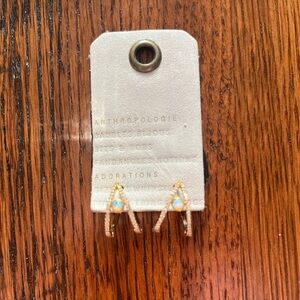 Anthropologie Double Hoop Huggie Earrings